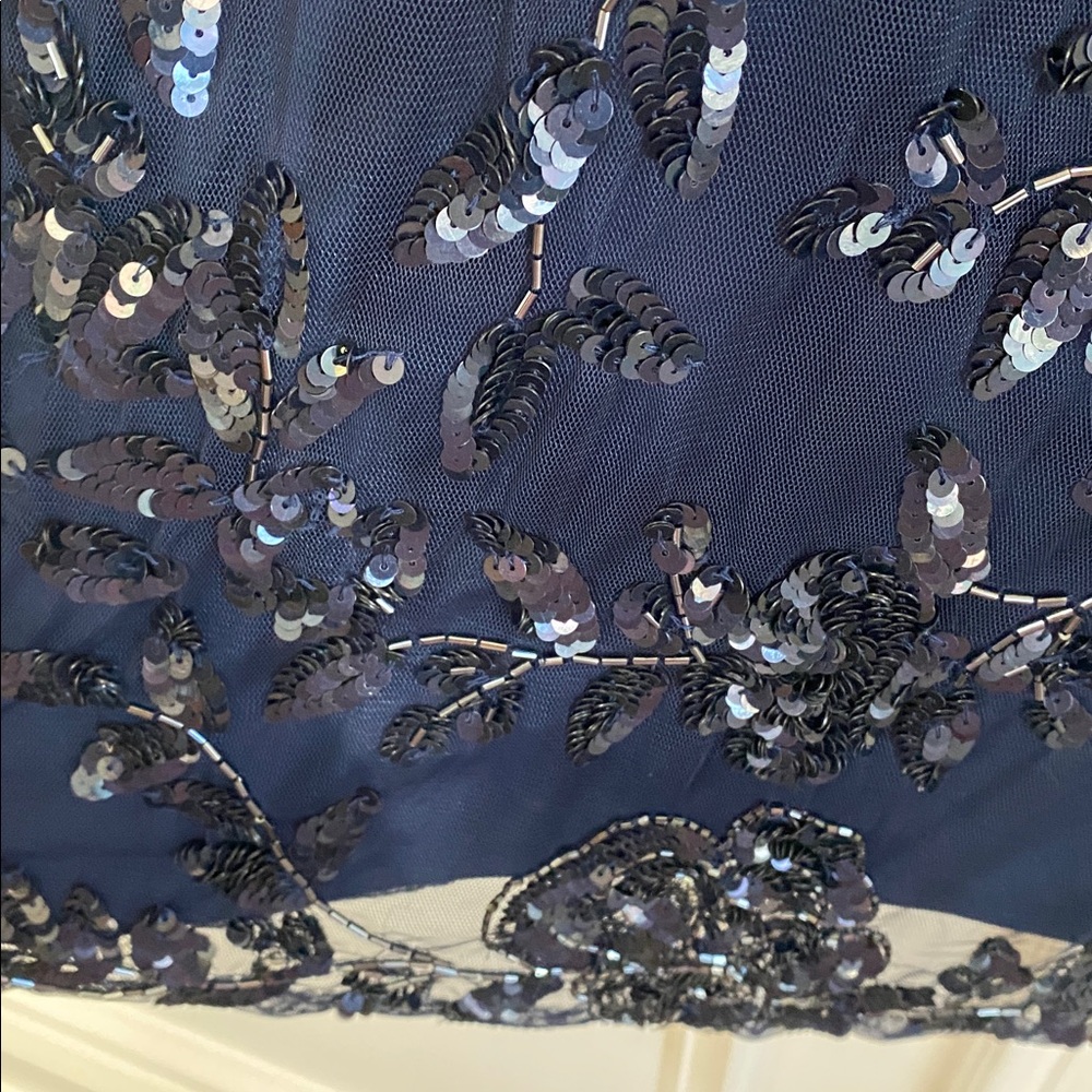 Patra Midnight Blue Long Sleeve sheer & sequin dress size 14 - Picture 5 of 12